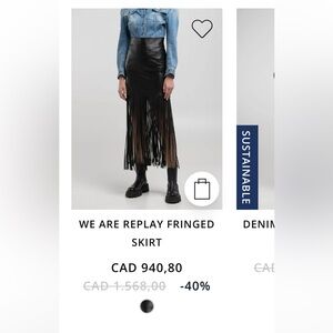 Smythe Black Fringed Skirt in suede